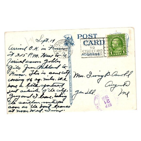 San Francisco Aeroplane View Market Street Ferry Building Postcard 1913 CA Art - Picture 2 of 2